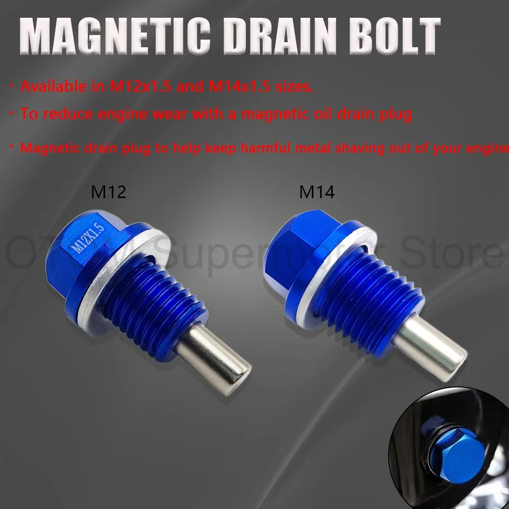 M12x1.5 M14x1.5 Motorcycle Magnetic Oil Drain Plug Oil Drain Sump Nut Straight Screw Aluminum Nut For YAMAHA HONDA KAWASAKI Bike