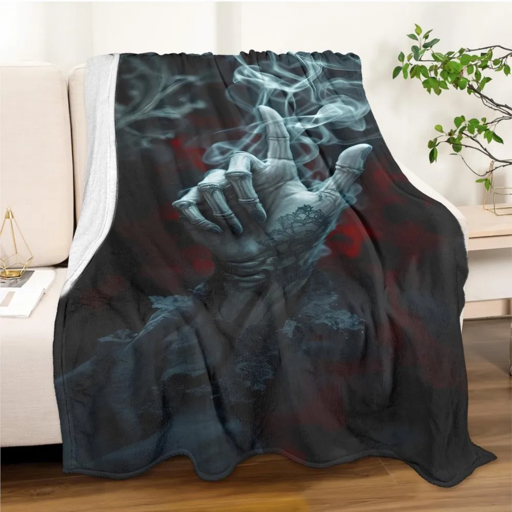 1PC Halloween Throw Blanket Gothic Theme Skeleton horrible arts Thin Blanket Gifts for Couch Bed Car Home Camping all season use