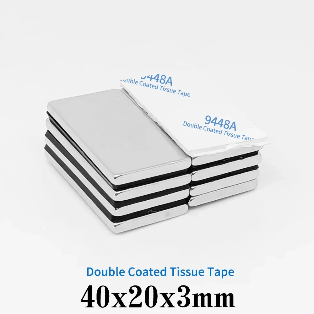 40x20x3mm Block Search Magnet With 3M Self - Adhesive 40*20*3 Quadrate  Strong Neodymium Magnet 40x20x3