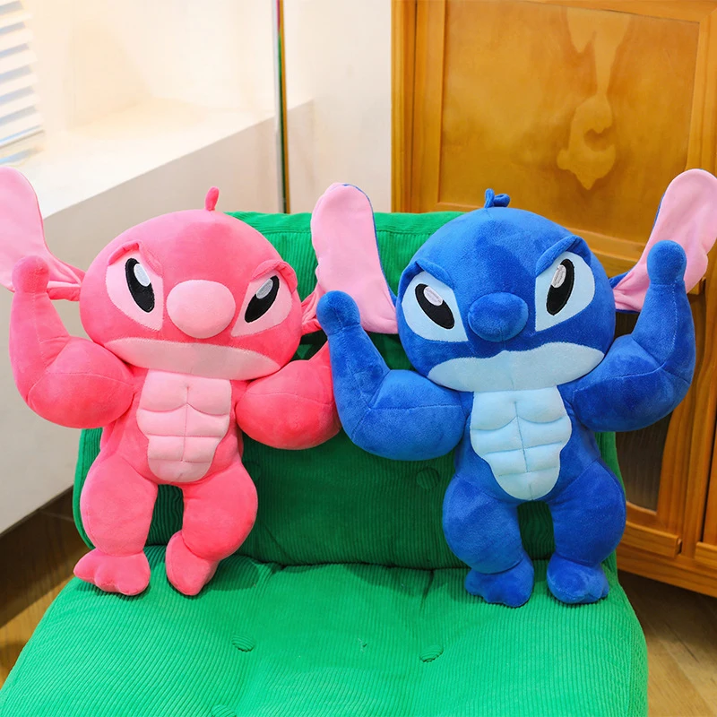 

Милая плюшевая игрушка Disney, мягкая кукла, плюшевая игрушка Стич с мускулистым телосложением, подарок на день рождения для детей, мягкая набивная кукла-животное для детей