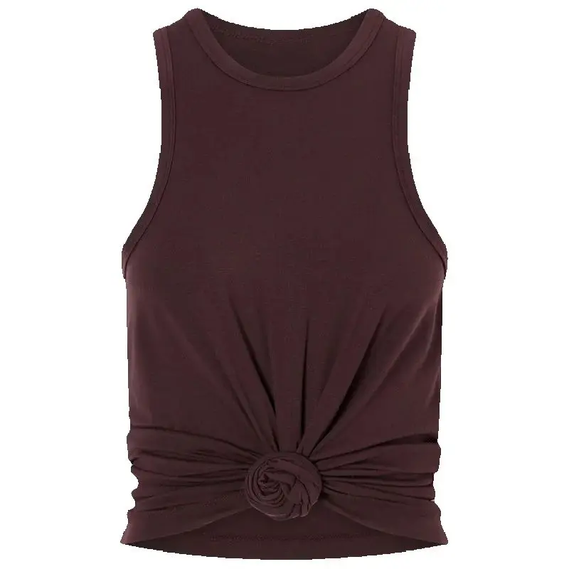 Damesvest Nieuw elastisch gebreid slim fit mouwloos topje voor zomer 2026 puur katoen ronde hals pullover Dames corset T-shirt - afbeelding 2