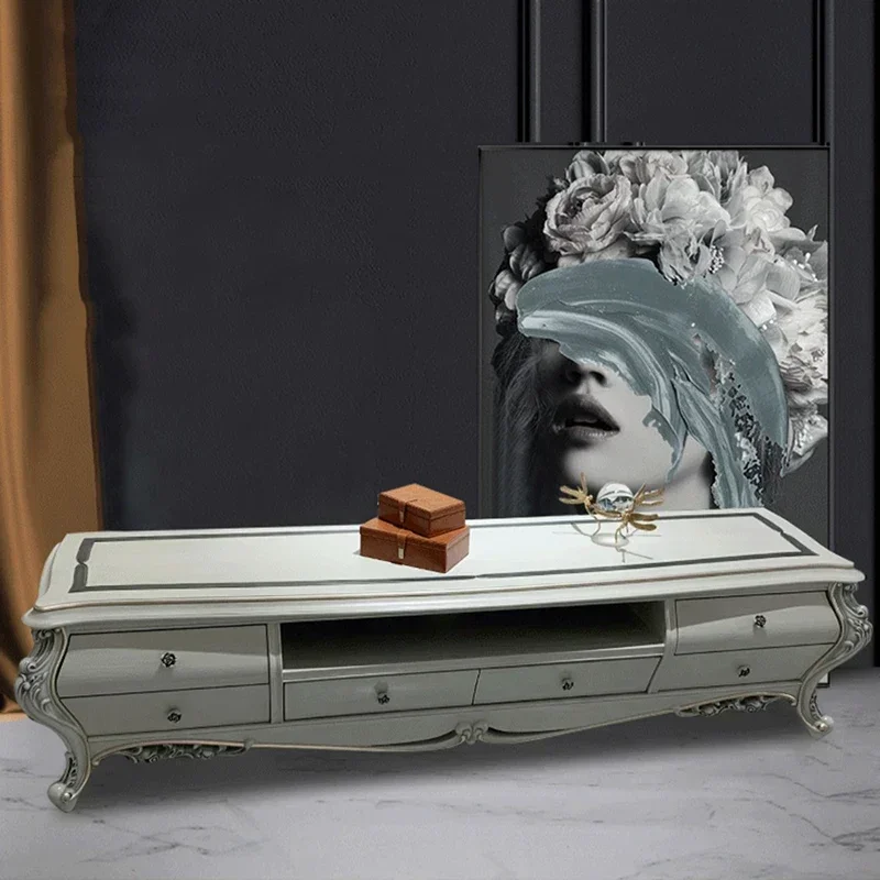 طاولة تلفاز خشبية متنقلة عالية خزانة أوروبية إسكندنافية طاولة تلفاز حديثة أبواب عرض كلاسيكية لصالون موبليس أثاث منزلي حديث