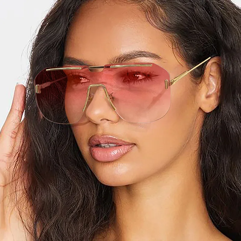 

New Oversized Square Sunglasses Women 2025 Fashion Gradient Lens One Piece Men Eyewear UV400 Retro Girls Sun Glasses