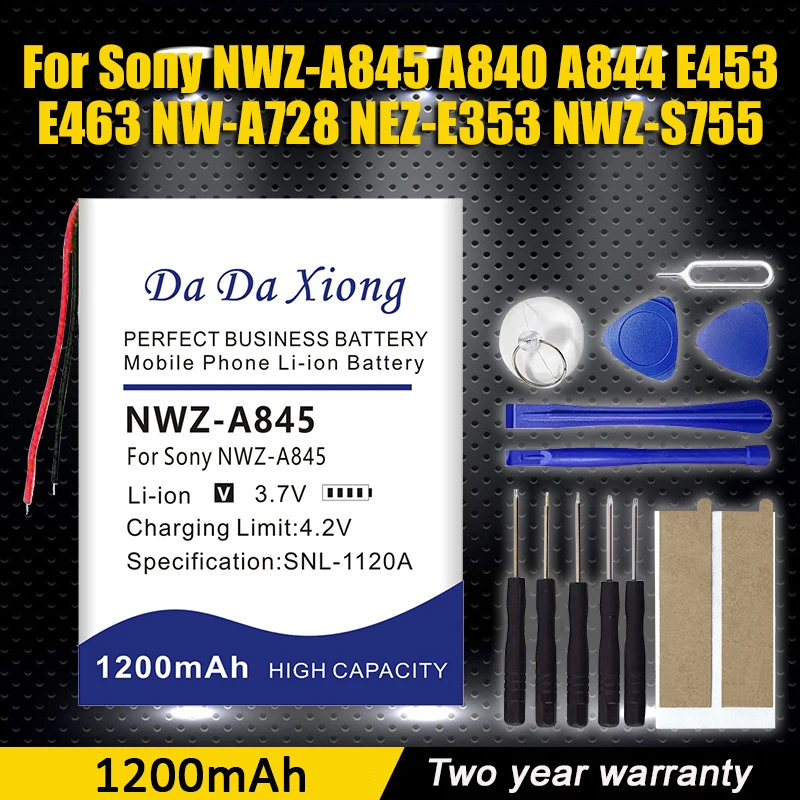 

Сменный аккумулятор 1200 мАч для Sony NWZ-A845 NW-A728 A840 A844 E453 E463 E353 NWZ-S755 S764 S645 S738F US323450 A7H NWZ-A726 NWZ-A8