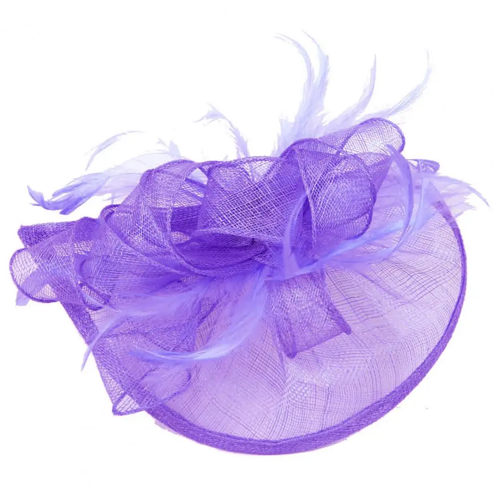 

Elegant Fascinator Hat Non-slip Metal Clip Flower Mesh Ribbons Feather Party Headwear Hair Accessories