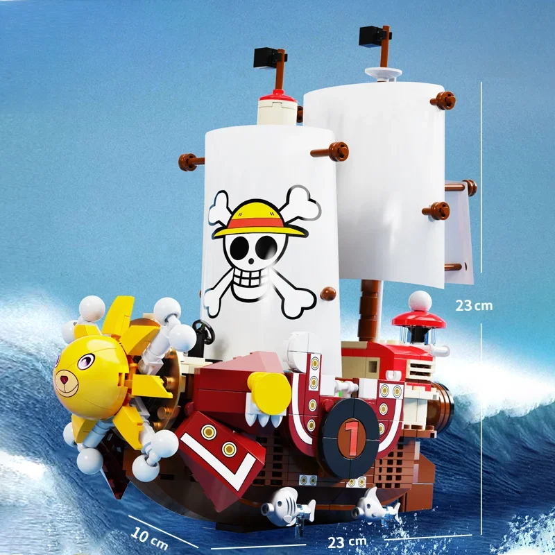 One Piece Thousand Sunny Building Block Anime Figure Luffy Roronoa Zoro Pirate Ship Model Children Puzzle DIY Toy Birthday Gift