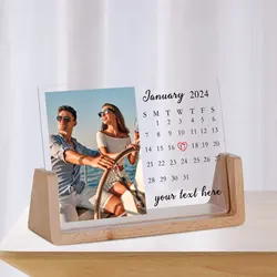 Custom Photo Calendar Acrylic Picture Frame Couple Wedding Anniversary Gift for Husband Wife Personalized Date Photo Frames