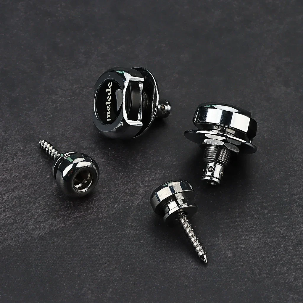 

2 шт. пряжки для гитарного ремня из цинкового сплава - серебряные нескользящие кнопки с замком для электрогитары, улучшенная безопасность и стиль