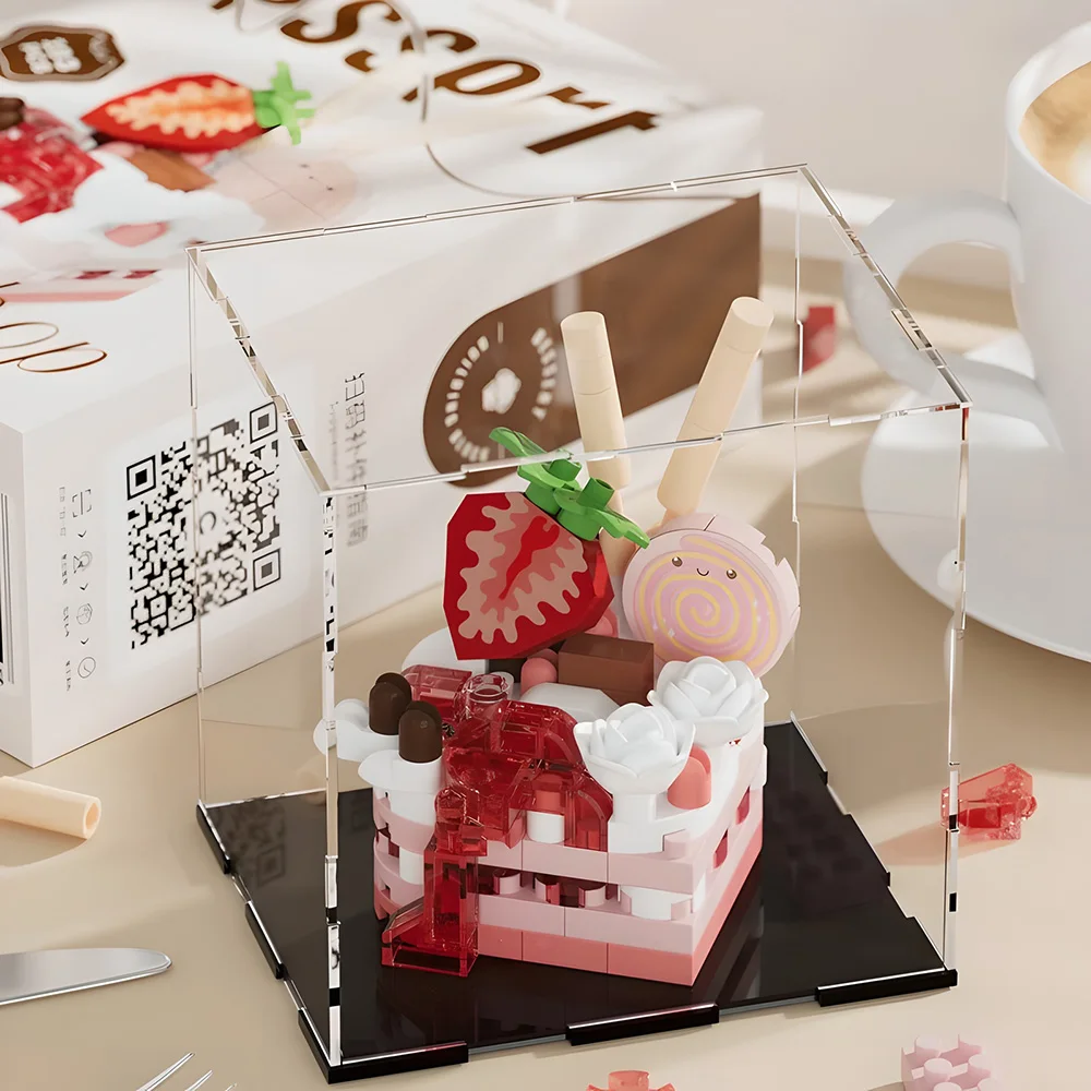 Sobremesa festa bolo blocos de construção cozimento rolo suíço quebra-cabeça construção diy modelo crianças brinquedos presentes aniversário