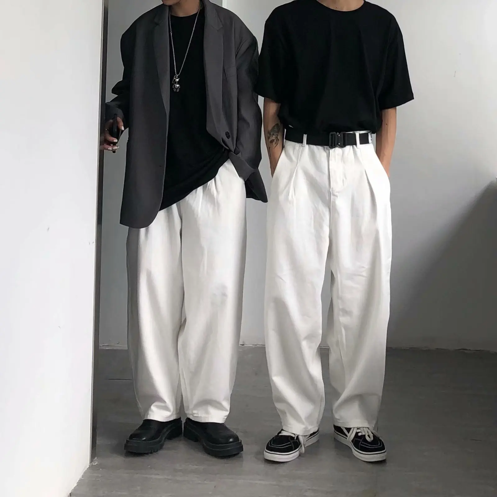 Oversized Japanese Style Lazy Casual Wide Leg Jeans for Men Women Draped Cotton Denim Floor Length Long Trousers