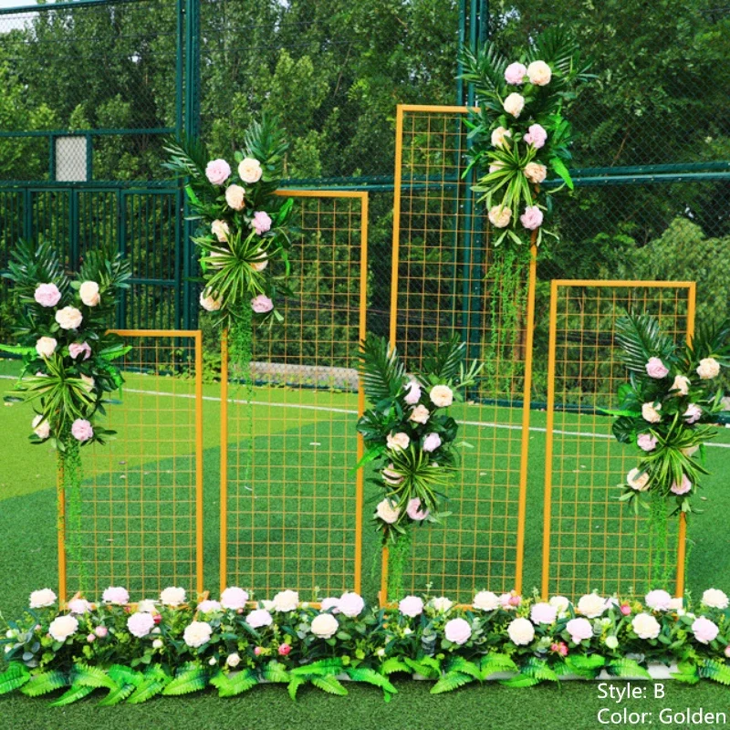 Wrought Iron Grid Screen Decoration, Geometric Window Props, Wedding Stage Background, New