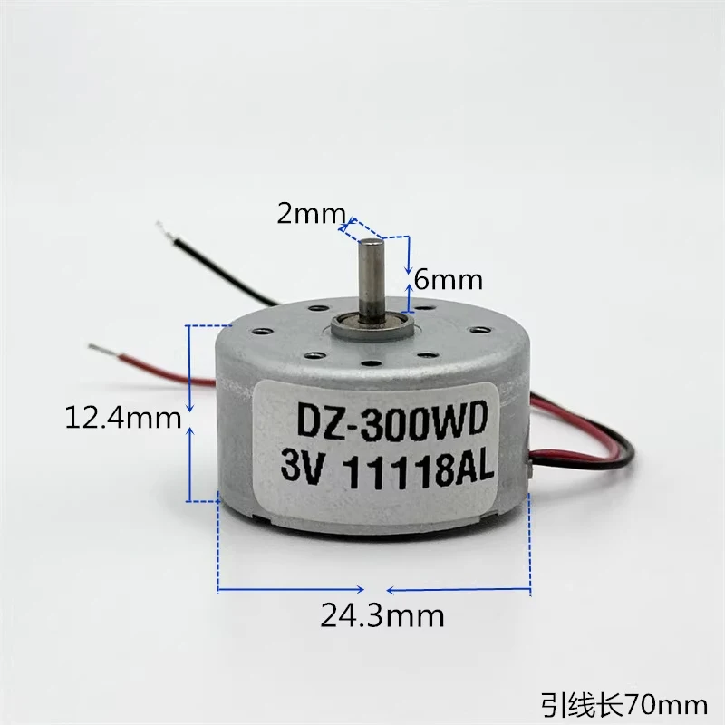 

Mini 300 Motor RF-300CA DC 3V 3.7V 5V 6500RPM Micro 24mm Diameter Round Spindle Motor Low Current Mute DIY Hobby Toy Fan Model