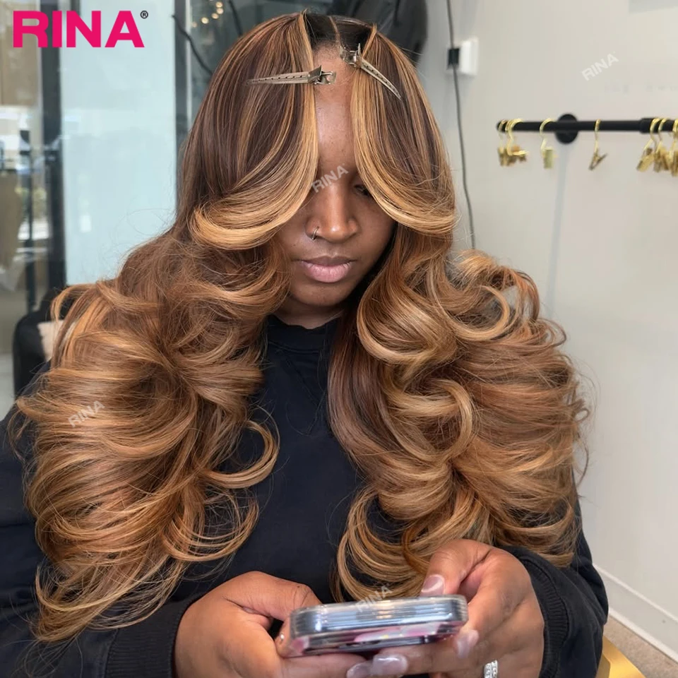 

Парик из натуральных волос с медово-русыми прядями и волнистым эффектом, с кружевной передней частью 13x6/13x4, 180% плотность, для женщин