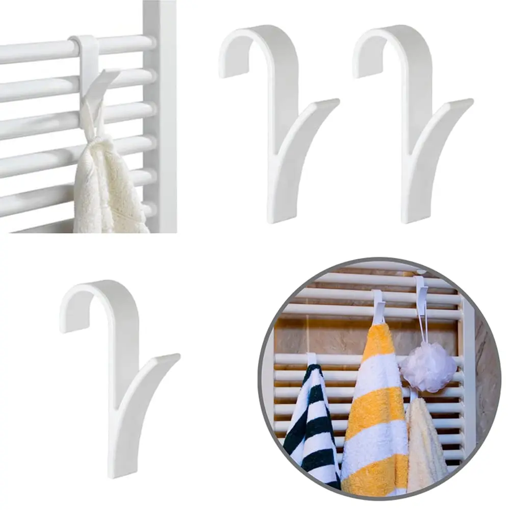 

White Hook Heated Towel Rack Plastic Over The Door Hooks Door Hanger Hook Heated Towel Radiator Hook for Kitche Bedroom Bathroom
