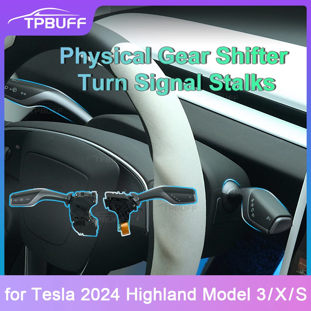 Physical Gear Shifter for Tesla 2024 Highland Model 3 / X / S Turn Signal Stalks Kits Handle Gear Lever Control Turning Signalc