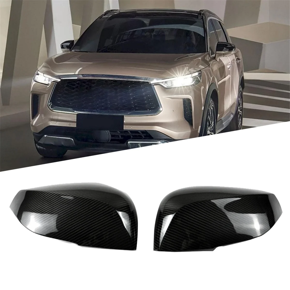 Real Carbon Fiber Car Side Rearview Mirror Cover for Infiniti QX50 2016-2023 QX60 2016-2020 Door Mirror Cover