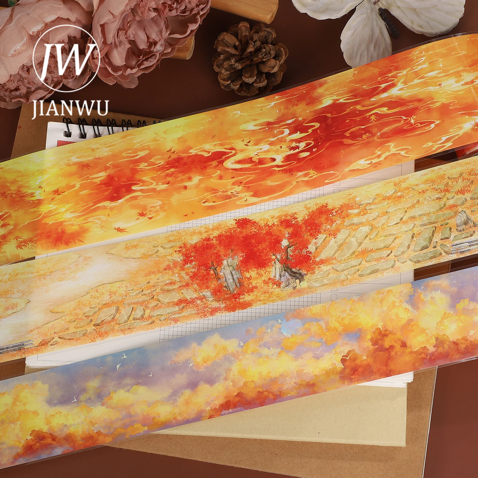 JIANWU 500 см винтажные осенние падающие листья облако дерево пейзажный материал коллаж ПЭТ лента креативные канцелярские принадлежности для журналов «сделай Фото №4