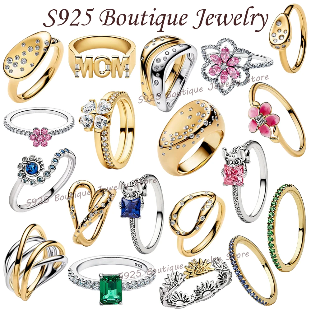 New 925 Silver Organic Shape Double Color Stacked Ring Double Color Wrapped Ring for Women DIY Jewelry