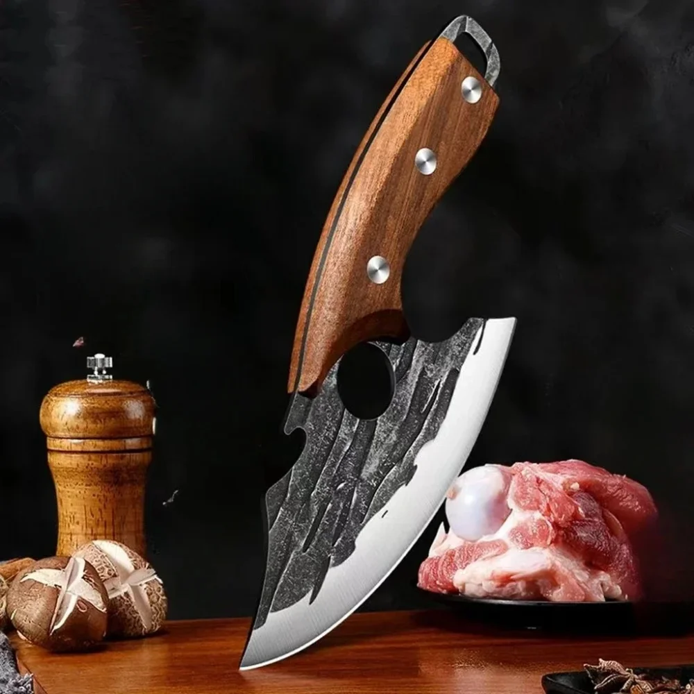Escolha ossos faca dedicada de aço inoxidável faca forjada cutelo de carne faca de desossa com abridor de garrafa faca de bolso portátil