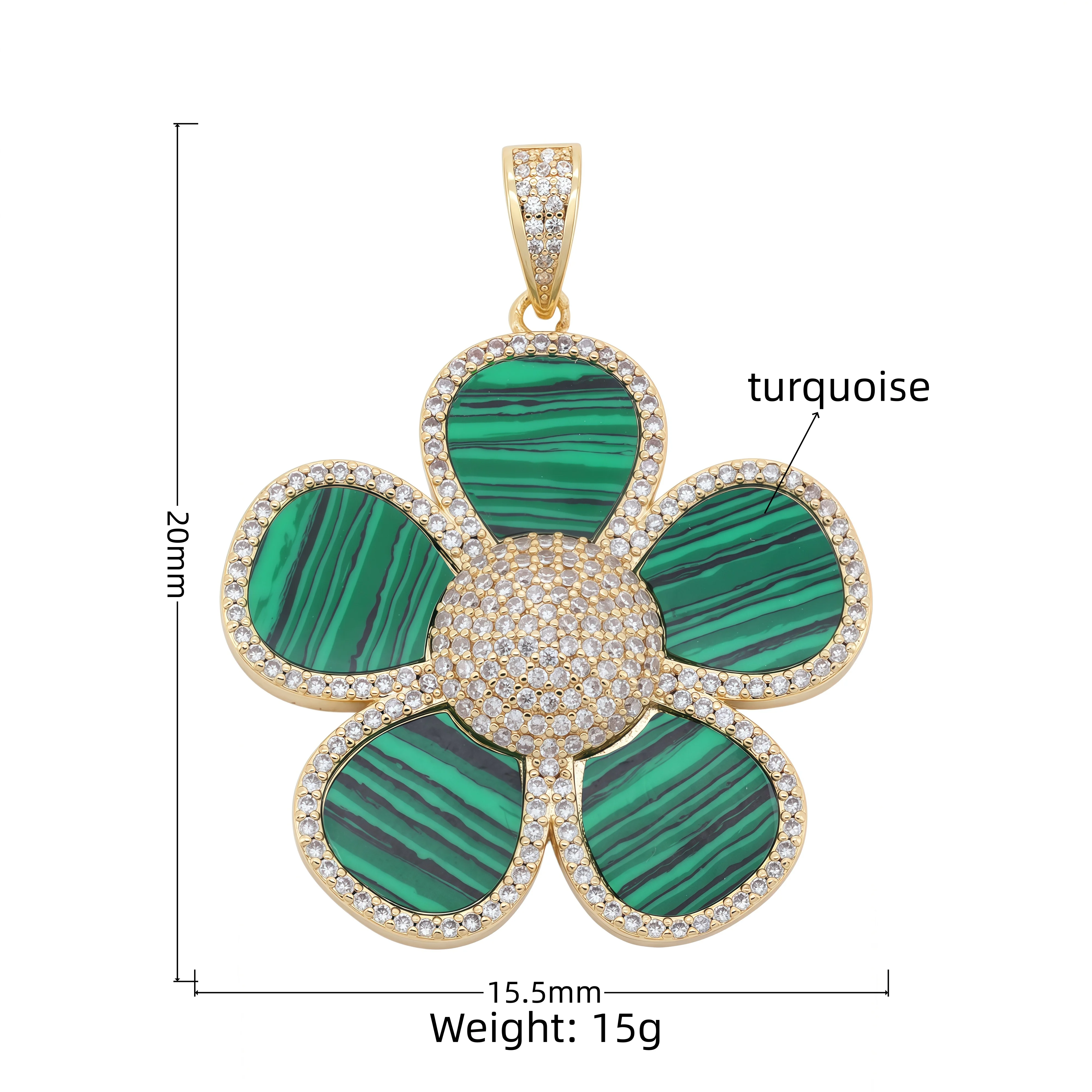 DIY necklace pendant European and American cross-border fashion flower necklace pendant copper inlaid natural shell - view 5