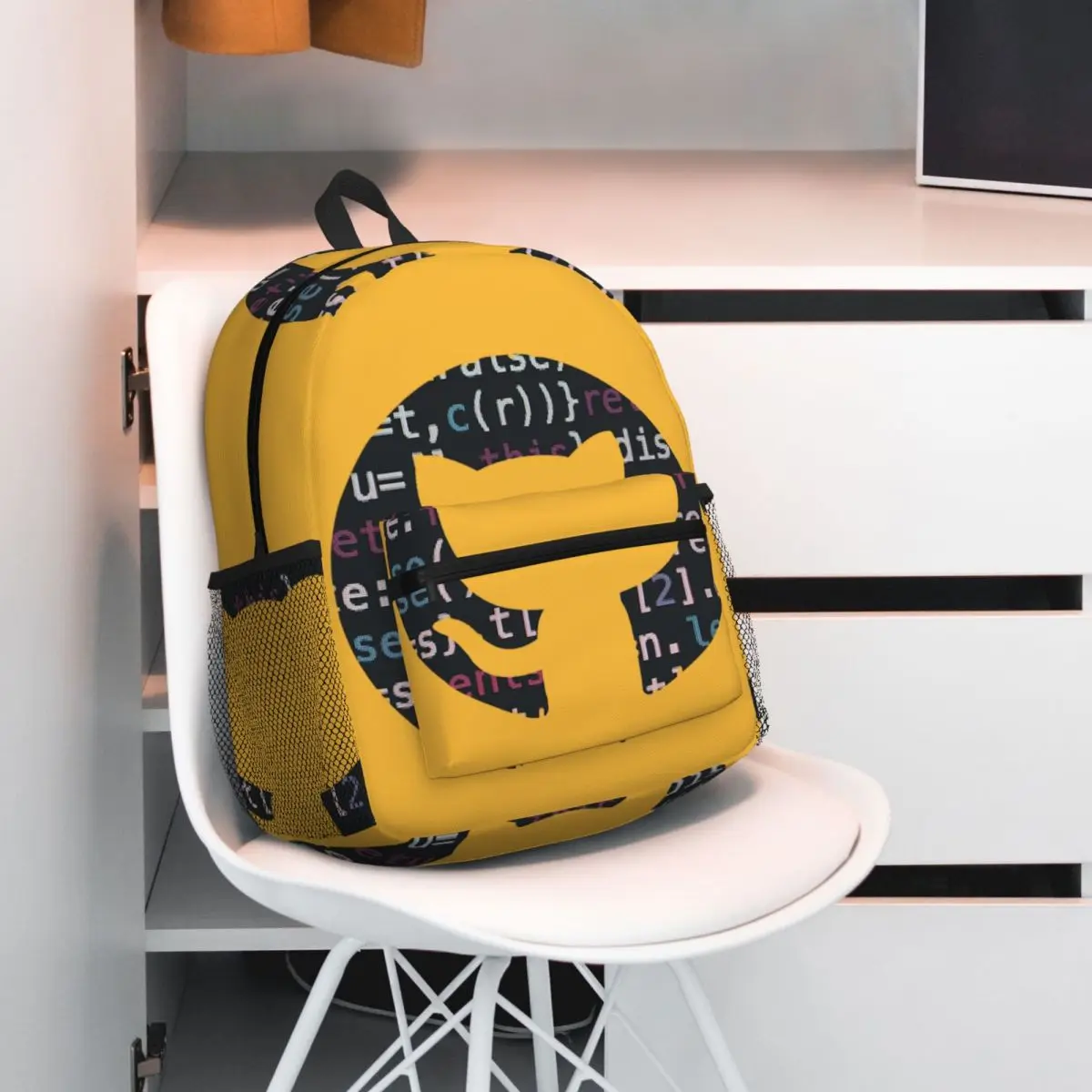 Github Code Logo Backpack Daypack Large Capacity Boys Girls BookBag School Bag Shoulder Bags for Men Women