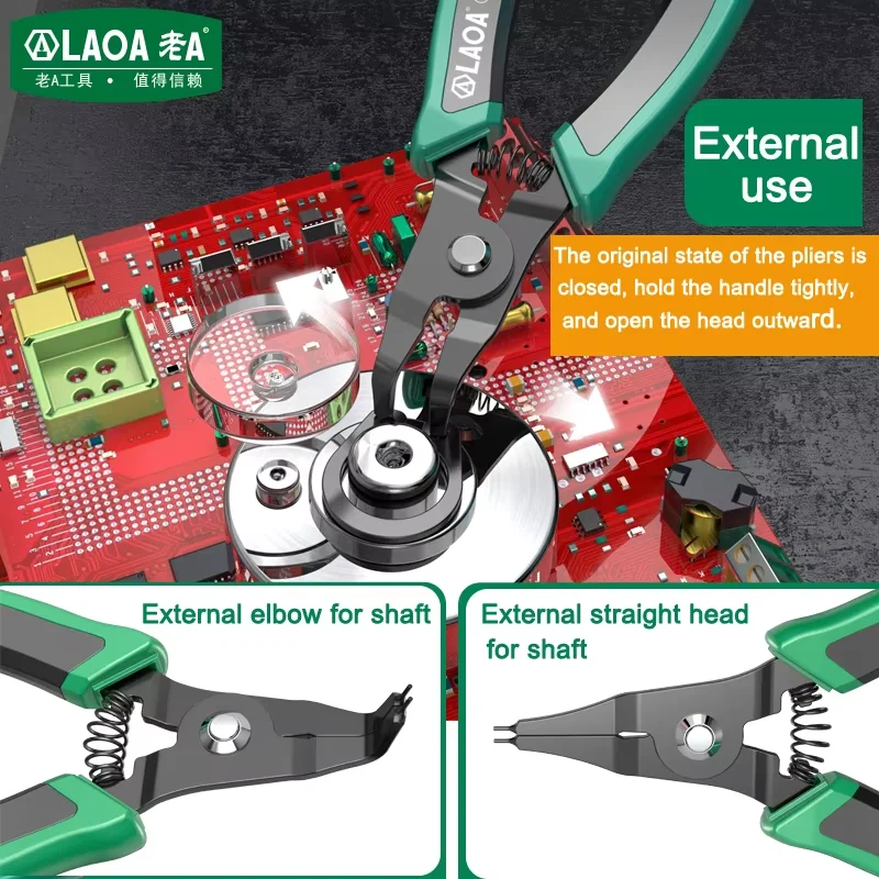 LAOA 4Pcs Circlip Pliers Set,5.5 Inch Internal External Straight Bent Snap Ring Pliers, Spring Retaining Ring Remover Hand Tool