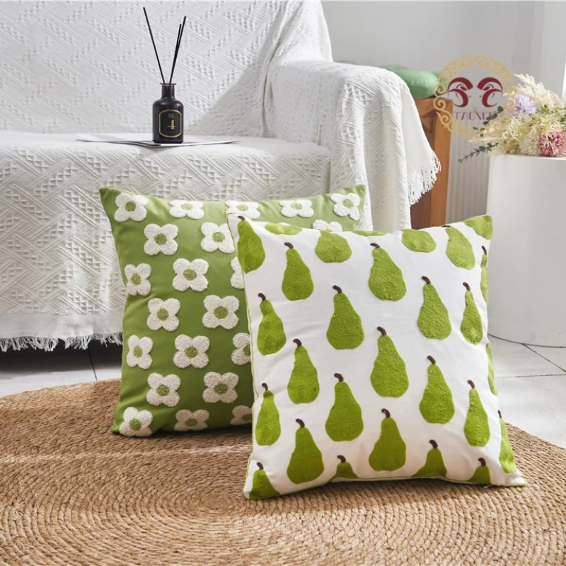 45x45CM Matcha Embroidered Throw Pillow Cover Simple Modern Stamping Waist Cushion Cover Decor Home Decorative Pillowcase