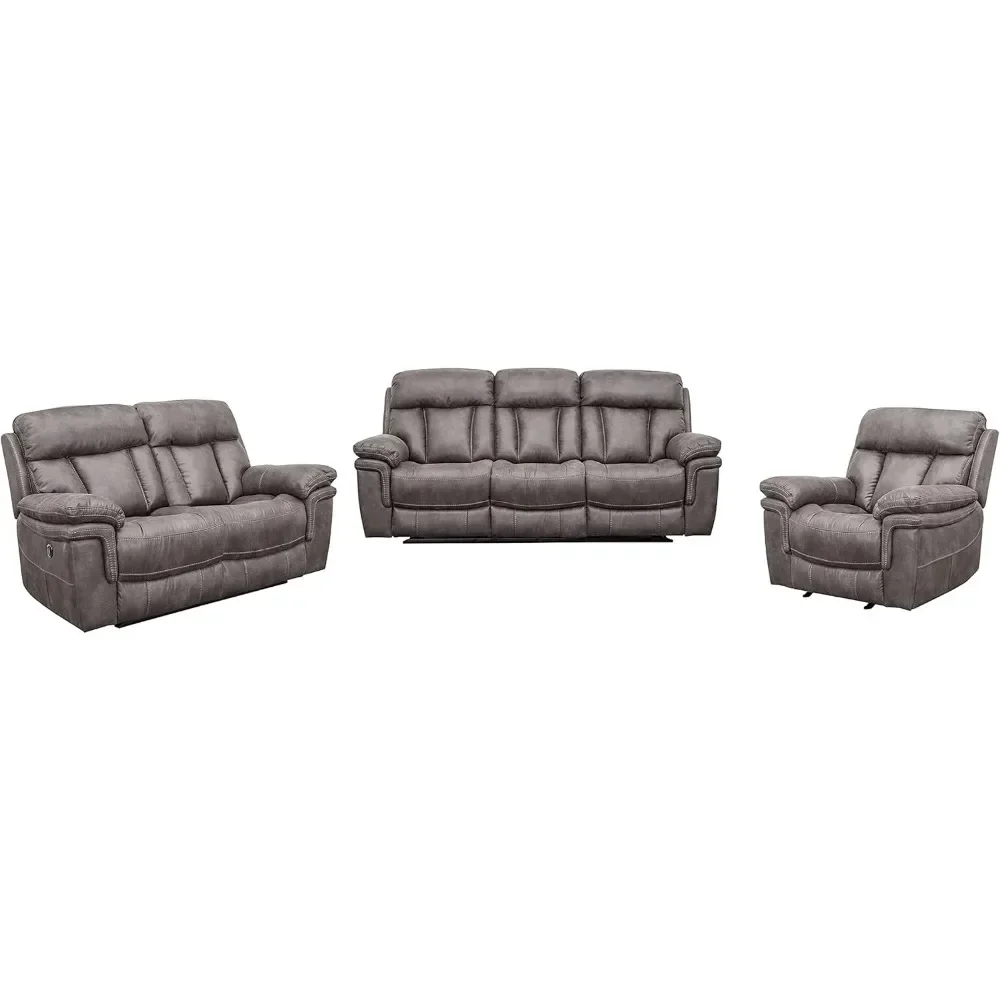 

Горячие продажиEstelle Modern Power с откидной спинкой для гостиной, комплект из 3-х предметов, ткань бронзово-серого цвета