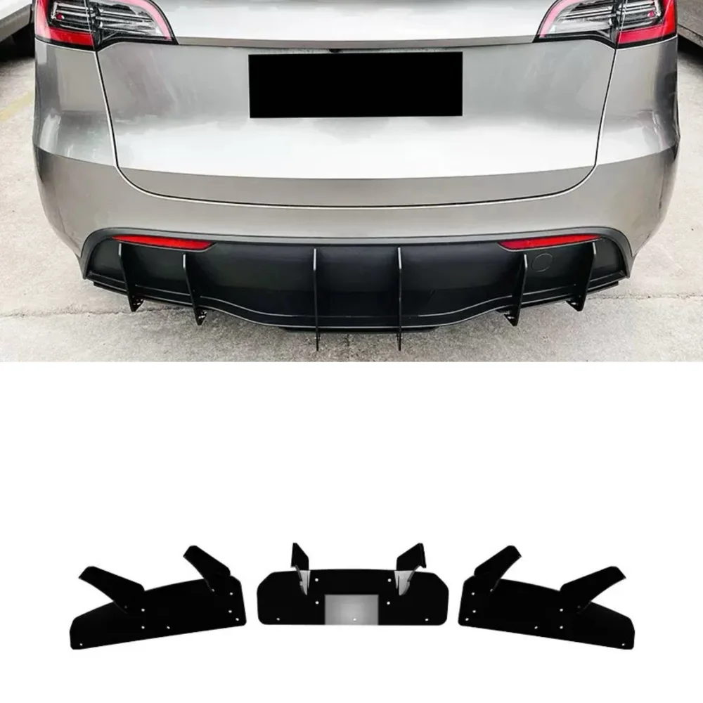 Alerón Trasero para TeslaModelY2019 + Difusor Trasero de PP Negro Kit de Faldón Deportivo Tuning Accesorios Coche alerón trasero