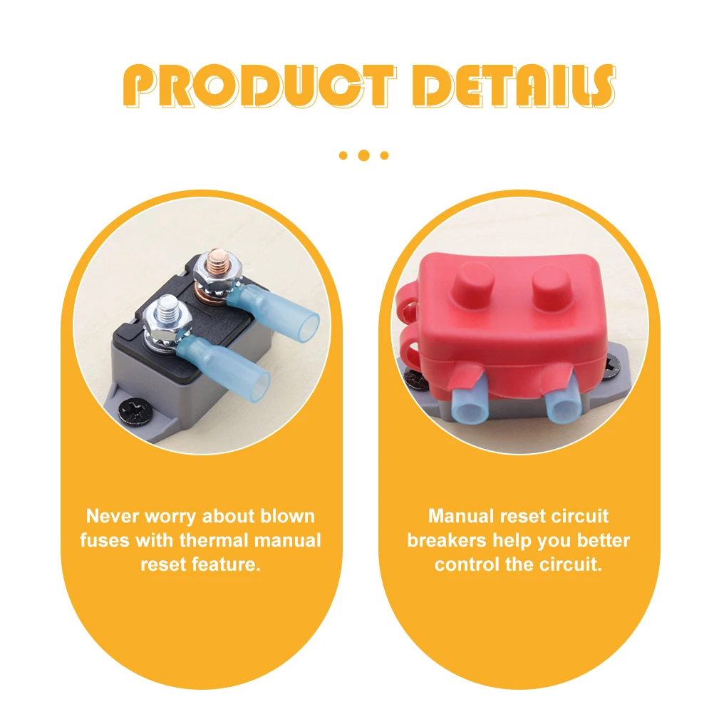 

1 Set Manual Reset Circuit Breaker 20A 12V/24V Automotive Rv Marine Bolt Type Thermal Protection Insulating Shell Dc Breaker For
