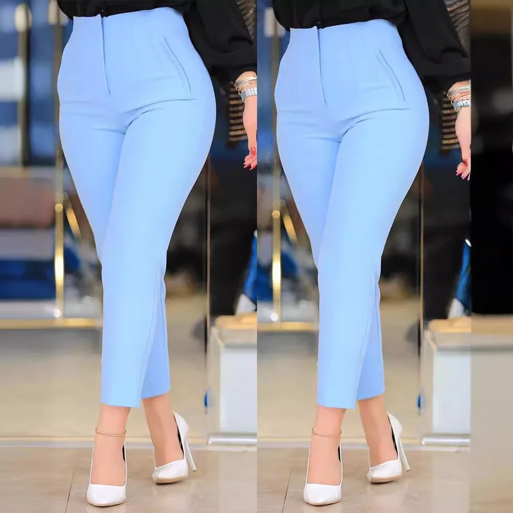 Women Solid Long Pant Casual Slim Fit High Waist Pencil Pants Splice Slight Strech Elegant Office Lady Autumn Winter 2024