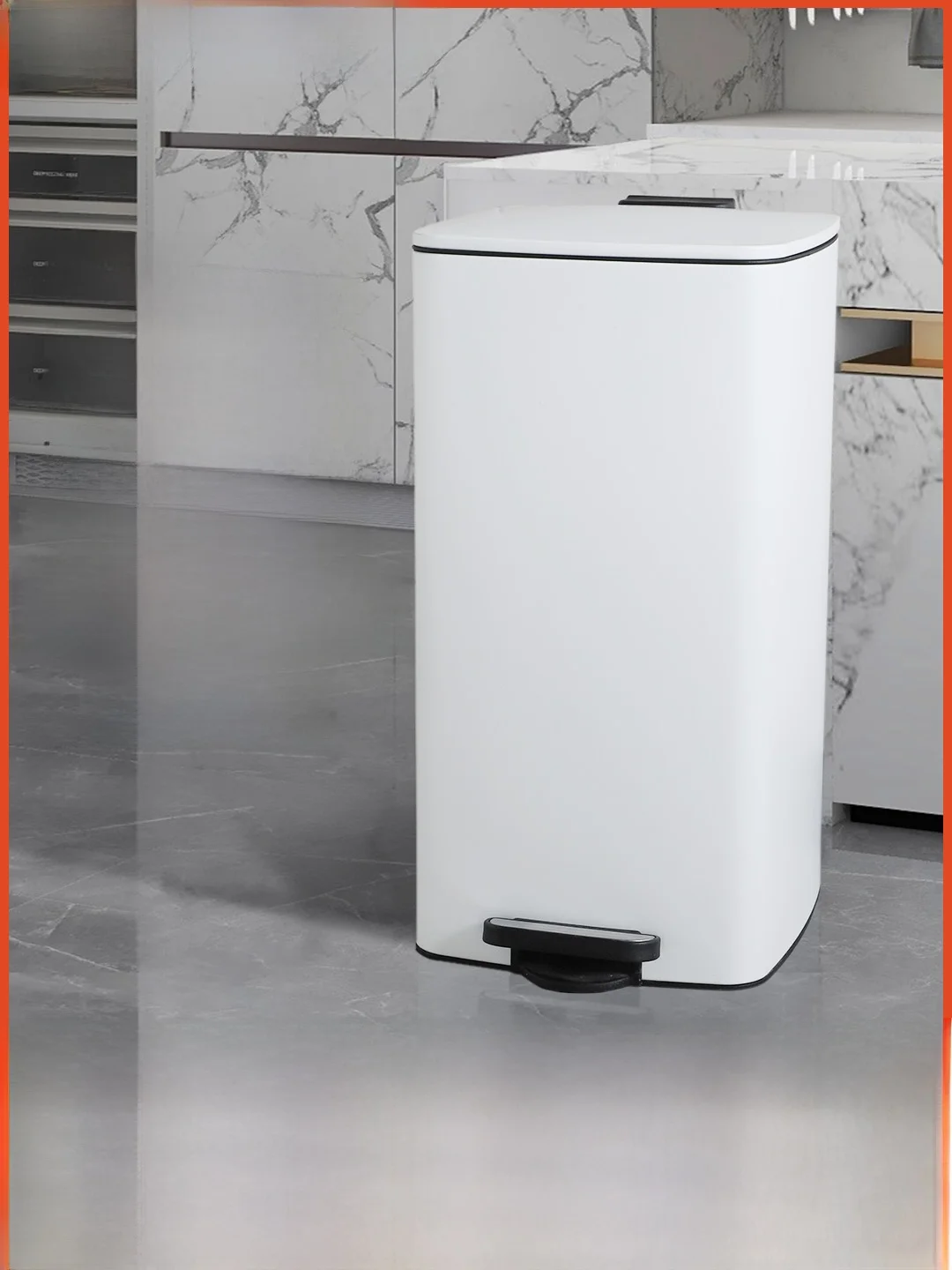

Living Room Kitchen Trash Can Stainless Steel Foot Pedal Silent Soft Close Home Use Bucket Cover Household Waste Bin Dustbin