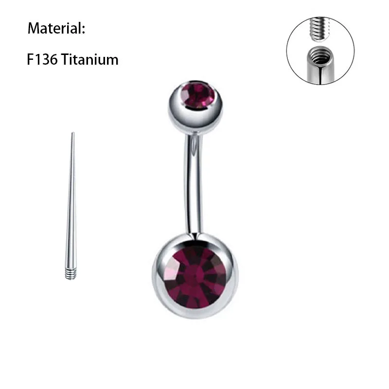 1 قطعة خاتم السرة البطن ثقب التيتانيوم G23 أبيض أحمر اللون 14 جرام x 10/12 مللي متر ميدوسا ثقب البطن مجوهرات للجسم للنساء الرجال #6