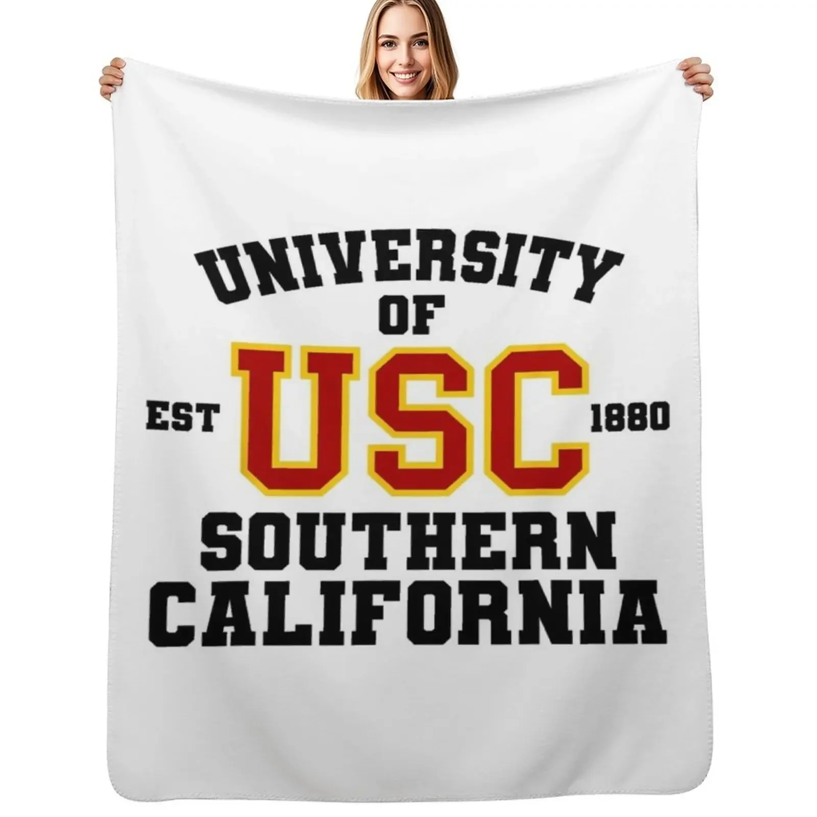

USC USC Est 1880 University Of Southern California Throw Blanket funny gift Furrys Bed Blanket