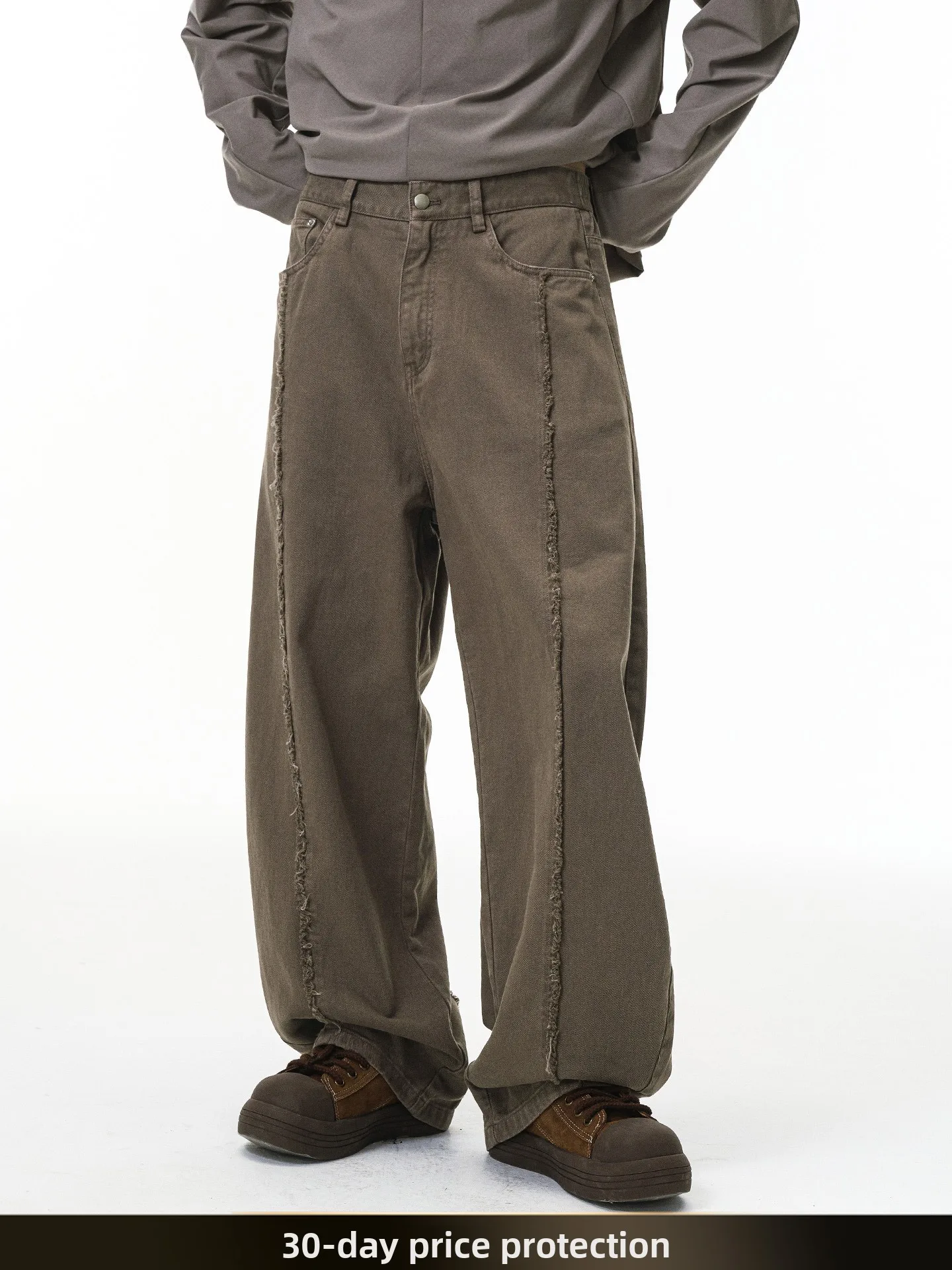 

Ретро-джинсы в американском стиле, деконструированные рабочие брюки, мужские свободные повседневные длинные брюки, осенняя новинка, рваные джинсы для пар