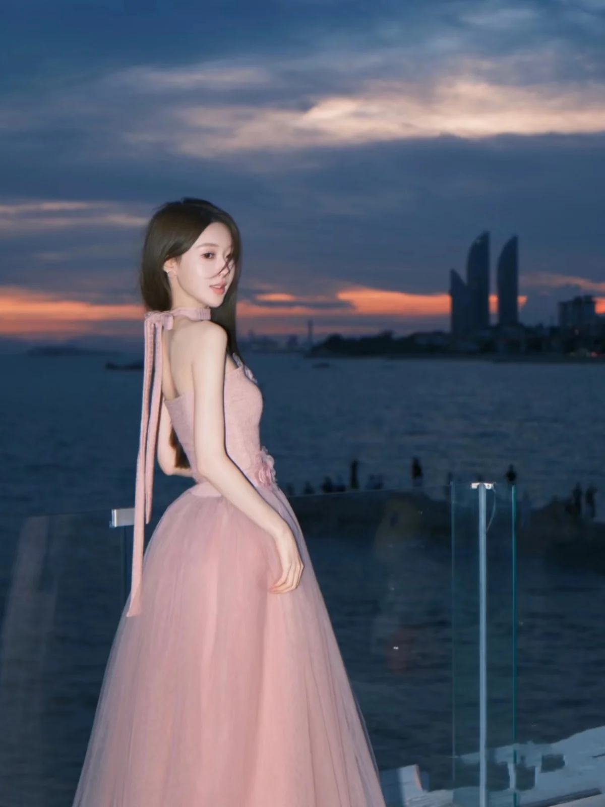 Pink Me f-length Skirt Set Summer Beach Vaion Fairy Skirt Dopane Sle Two-piece Polyester Fiber Women's Suit