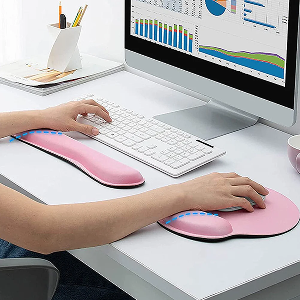 

1Set Mouse Pad with Wrist Rest Keyboard Wrist Rest Soft Slow-Rebound Material Non-Slip Base Computer Mouse Pad Set