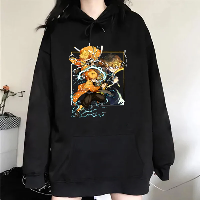 Fashion Hoodie Ladies Sweater Harajuku Anime Agatsuma Zenitsu Print Hoodie Personality Hoodie Streetwear