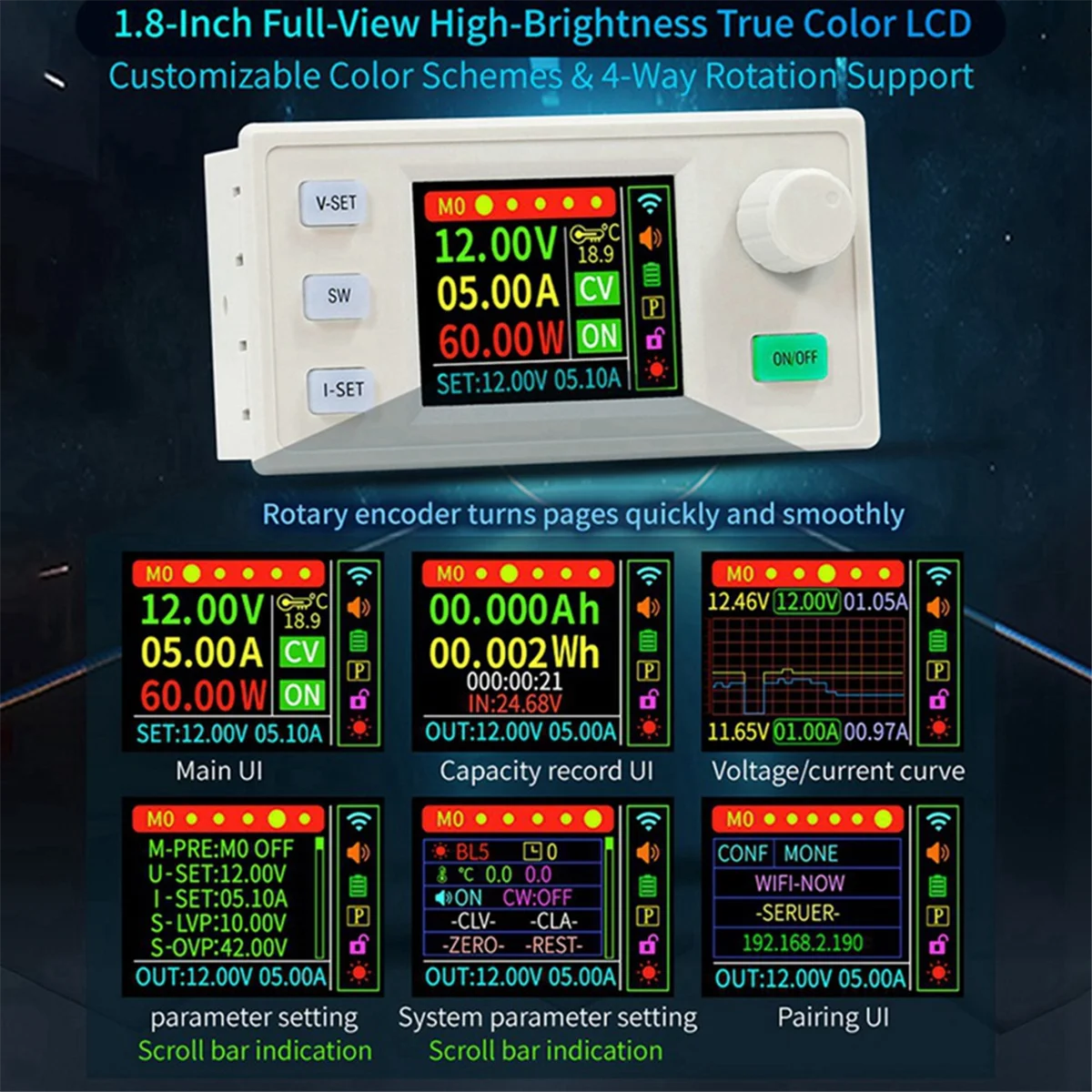 New Tech XY-SS18H 1.8-Inch Serial Port Screen+IR Kit Three-Way Color LCD Screen for CNC Power Supply with Serial Communication