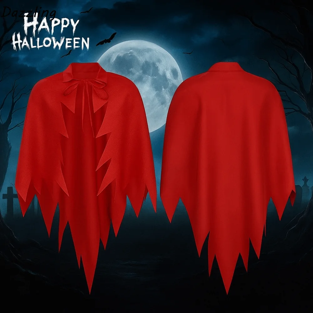 

With Headband Demon Cloak Headband Set Smock Style Full Suit Cosplay Costume Cosplay Costume Red Party Masquerade Cloth
