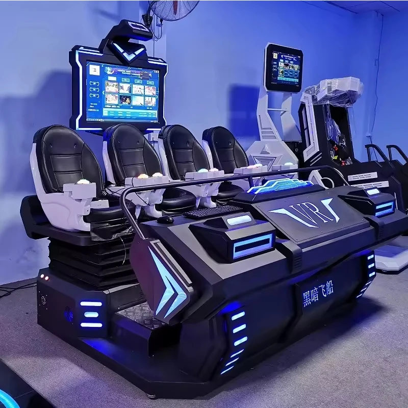 9D Virtual Reality Simulator 4 Seats VR Dark Ship 3D Dynamic for Indoor Adventure Park Plastic Metal Equipment Customize