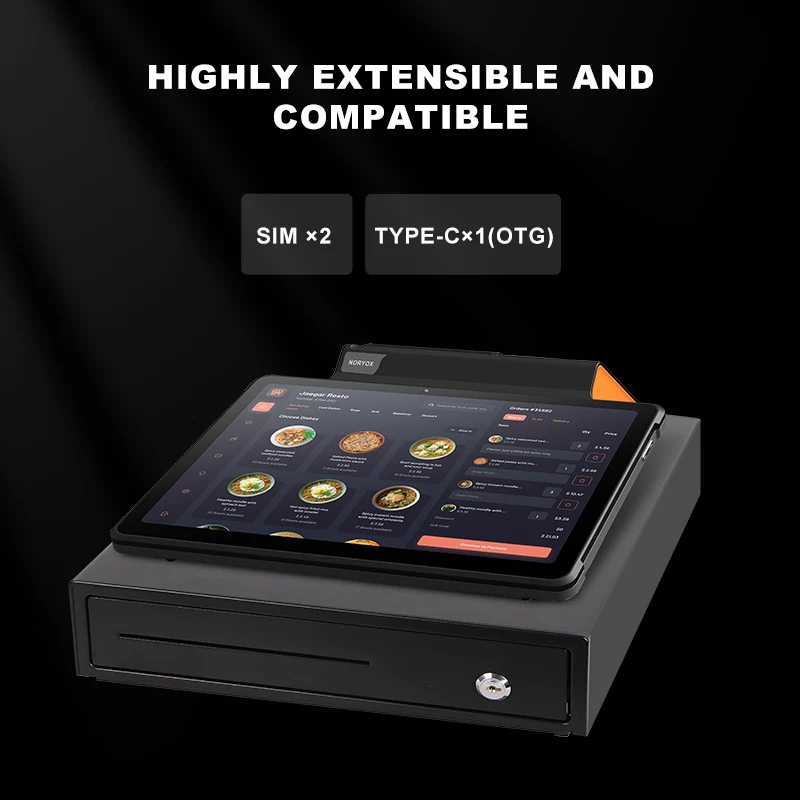 Noryox NB11 NB11R Pos أندرويد 12/13 4g Wifi Bt Pos آلة 11 بوصة اللوحي Pos مع طابعة مدمجة 58/80 مم ماسح ضوئي ثنائي الأبعاد