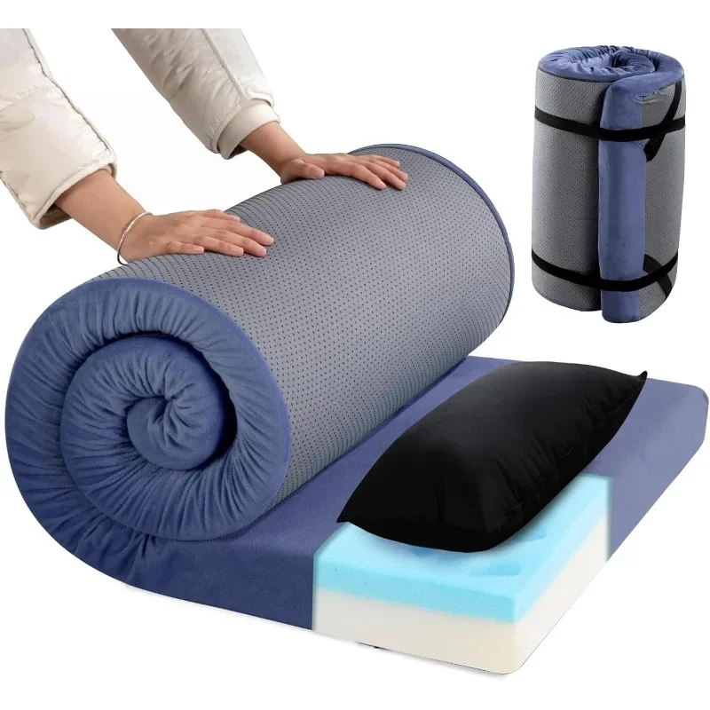 

HOMBYS Outdoor Sleeping, Roll Up PortableCamping Mattress Pad Mat for Travel Truck Bed Tent
