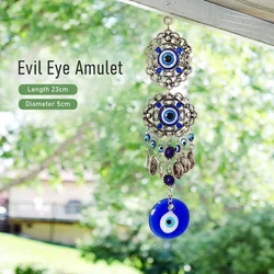 23x4cm Retro Turkish Blue Evil Eyes Amulet Wall Protection Hanging Lucky Pendant Wind Chimes Hanging Garden Home Decoration Gift