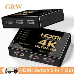 4K HDMI Switch 5 In 1 3 In 1 Out HDMI Switches Splitter Hub With IR Remote Controller HDMI Switcher for Xbox PS4 DVD HDTV PC