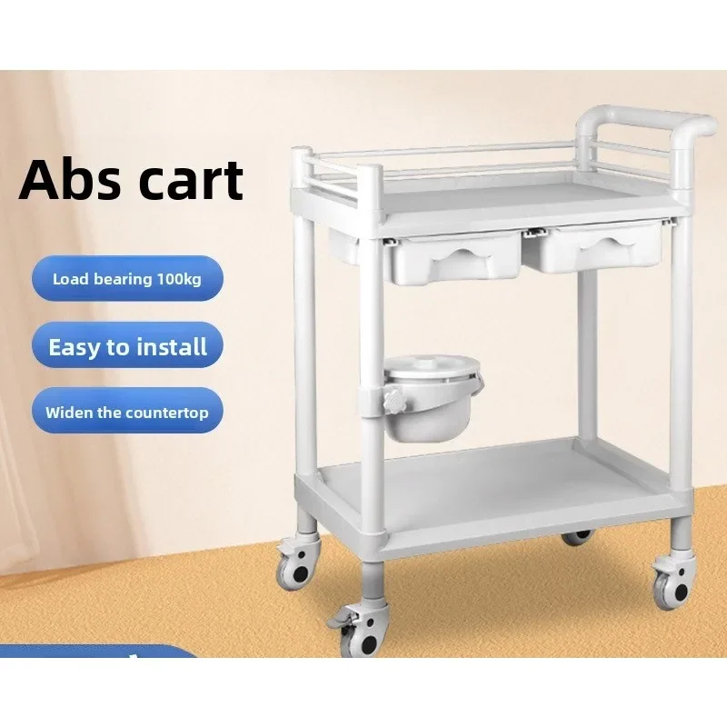 ABS Beauty Cart Three Tier Storage Trolley Portable Medical Salon Utility Mobile Organizer Cart Salon Trolley Cart Salon Cart