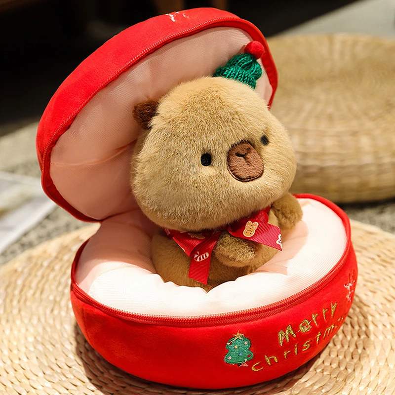 Plush Christmas Decoration Dolls Pillow Apples Capybara Stuffed Toy Gifts Home Decoration