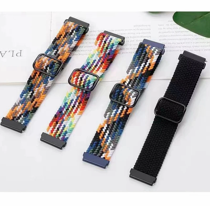 18mm 20mm 22mm Universal Watch Bands Adjustable Braided Elastic Quick Release Wrist Belt for Samung/Huawei/Garmin Smart Watch