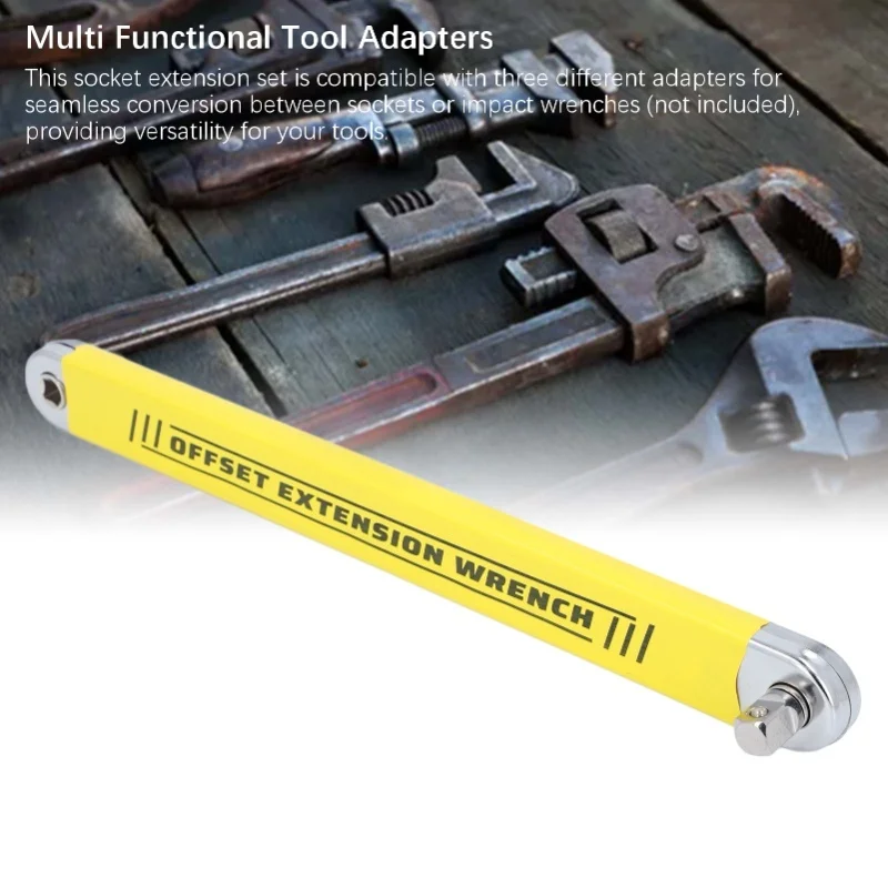 

Удлинитель для гаечного ключа из высокоуглеродистой стали, многофункциональный удлинитель-трещотка с адаптерами для торцевых головок 1/2, 1/4, 3/8 дюйма