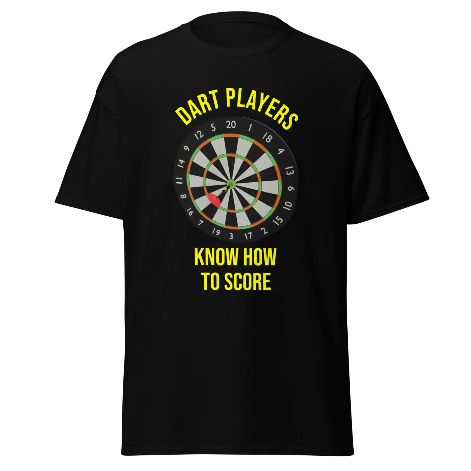 Dart Players Know How To Score Mens Classic T Shirt Bullseye Dartboard Soft Tee